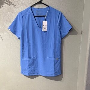 Figs Classic Blue V-Neck Scrub Top Sky blue. PO# 1683 size S
